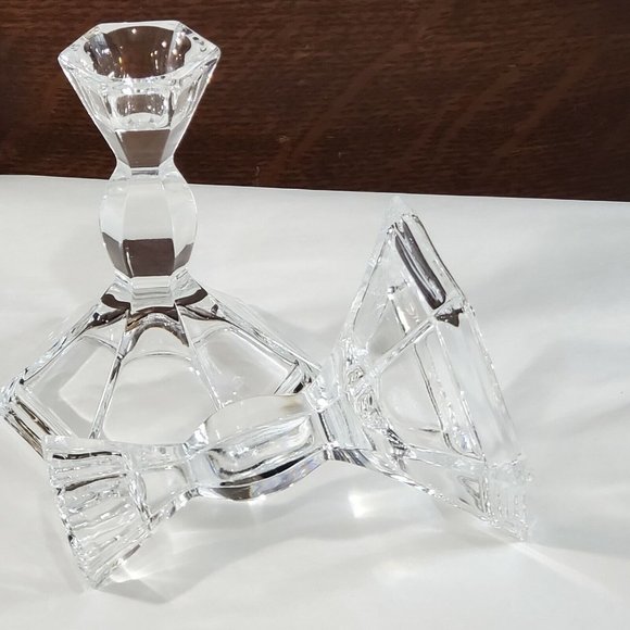 Michael C Fina 24% Lead Crystal Candlestick Holders set 4" made in USA - Picture 5 of 12